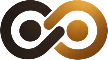 The Intercognix mark: two interlocking loops, one dark and one gold
